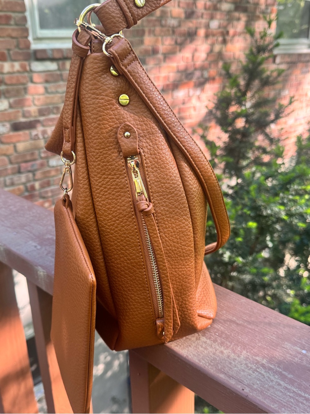 Slouchy Vegan Leather Tote w/ Wristlet Pouch & Crossbody Strap – NWOT - Picture 9 of 12